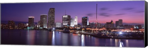 Framed Night Skyline Miami FL USA Print