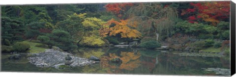 Framed Pond view in the Japanese Garden Seattle WA Print