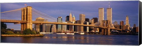 Framed Bridge over a river, Brooklyn Bridge, Manhattan, New York City, New York State, USA Print