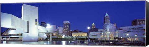 Framed Buildings lit up, Cleveland, Ohio Print