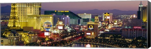 Framed MGM Grand and Paris Casinos at night, Las Vegas, Nevada Print