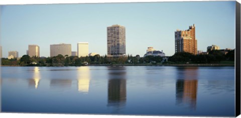 Framed Lake Merritt with skyscrapers, Oakland, California Print