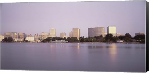 Framed Reflection of skyscrapers in Lake Merritt, Oakland, California Print