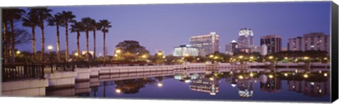 Framed Reflection Of Buildings In The Lake, Lake Luceme, Orlando, Florida, USA Print