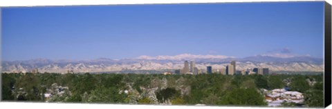 Framed Buildings in a city with a mountain range in the background, Denver, Colorado, USA Print