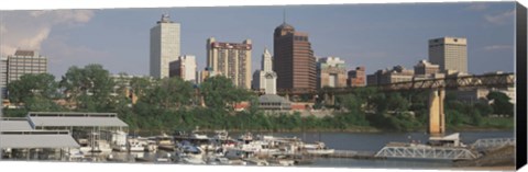 Framed Boats moored at a harbor, Mud Island, Memphis, Tennessee, USA Print