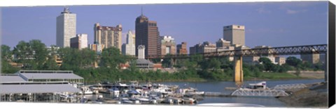 Framed Mud Island Marina Skyline Memphis TN Print