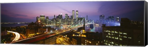 Framed Buildings lit up at night, World Trade Center, Manhattan, New York City, New York State, USA Print