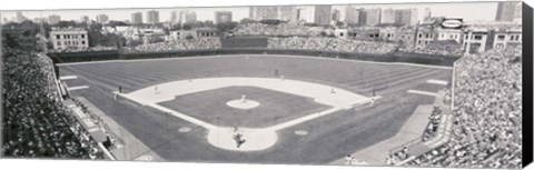 Framed Wrigley Field in black and white, USA, Illinois, Chicago Print