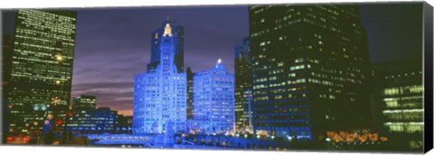 Framed Wrigley Building, Blue Lights, Chicago, Illinois, USA Print