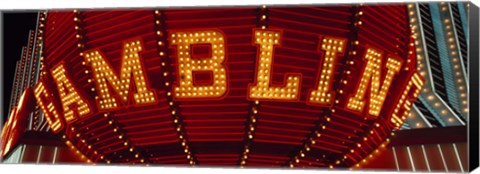 Framed Close-up of a neon sign of gambling, Las Vegas Print