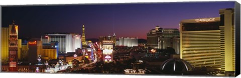 Framed Buildings Lit Up At Night, Las Vegas, Nevada, USA (purple sky) Print