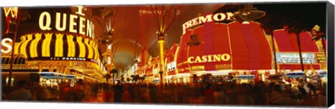 Framed Casino Lit Up At Night, Fremont Street, Las Vegas, Nevada Print