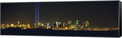 Framed New York City Lit Up at Night Print