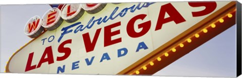 Framed Close-up of a welcome sign, Las Vegas, Nevada Print