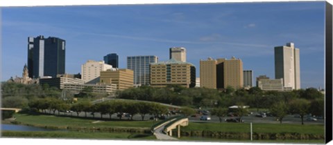 Framed Buildings in a city, Fort Worth, Texas Print