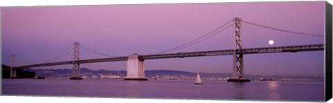 Framed Suspension bridge over a bay, Bay Bridge, San Francisco, California, USA Print