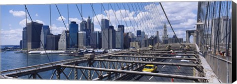 Framed Traffic on a bridge, Brooklyn Bridge, Manhattan, New York City, New York State Print