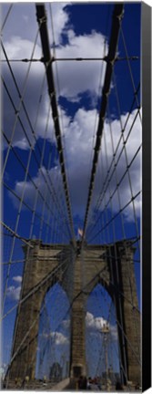 Framed Low angle view of a bridge, Brooklyn Bridge, Manhattan (color, vertical) Print