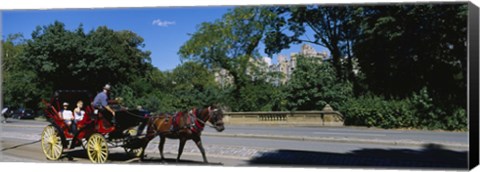 Framed Tourists Traveling In A Horse Cart, NYC, New York City, New York State, USA Print