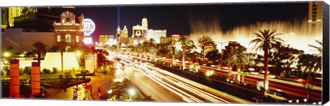 Framed Buildings in a city lit up at night, Las Vegas, Nevada Print