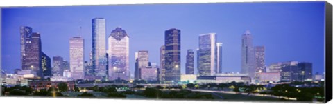 Framed Houston Skyline Lit Up, Texas Print