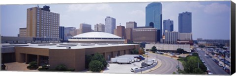 Framed High Angle View Of Office Buildings In A City, Dallas, Texas, USA Print