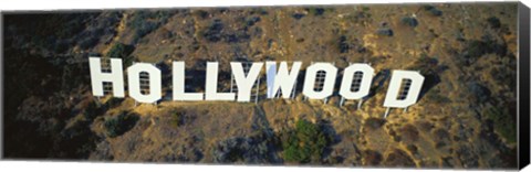 Framed USA, California, Los Angeles, Aerial view of Hollywood Sign at Hollywood Hills Print