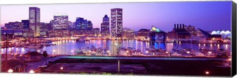 Framed Inner Harbor, Baltimore, Maryland at Night Print