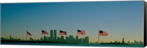 Framed American flags in a row, New York City, New York State, USA Print