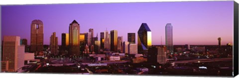 Framed Dallas, Texas Skyline with Purple Sky Print