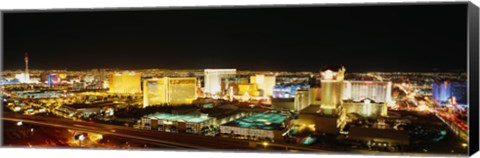 Framed High Angle View Of Buildings Lit Up At Night, Las Vegas, Nevada Print