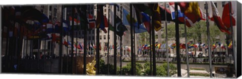 Framed Flags in a row, Rockefeller Plaza, Manhattan, New York City, New York State, USA Print