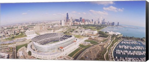 Framed Aerial view of a stadium, Soldier Field, Chicago, Illinois Print