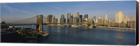 Framed Bridge Across A River, Brooklyn Bridge, NYC, New York City, New York State, USA Print