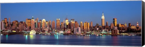 Framed Panoramic View of New York City from the Water at Night Print