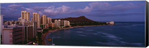 Framed High Angle View Of Buildings On The Beach, Waikiki Beach, Oahu, Honolulu, Hawaii, USA Print