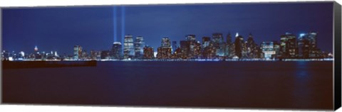 Framed Lower Manhattan, Beams Of Light, NYC, New York City, New York State, USA Print