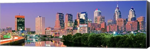 Framed Philadelphia, Pennsylvania Skyline at Night Print