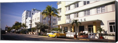 Framed Car parked in front of a hotel, Miami, Florida, USA Print