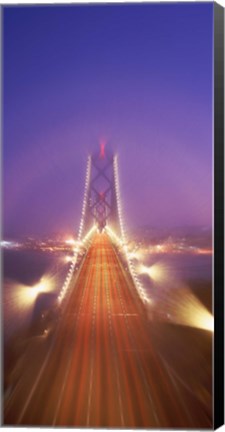 Framed High angle view of suspension bridge, Oakland Bay Bridge, San Francisco, California, USA Print