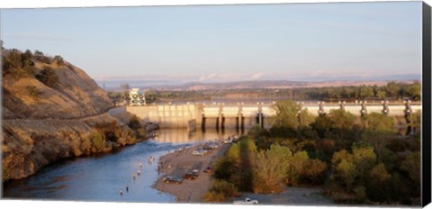 Framed High angle view of a dam on a river, Nimbus Dam, American River, Sacramento County, California, USA Print