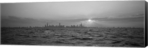 Framed Sunset Over A City, Chicago, Illinois, USA Print