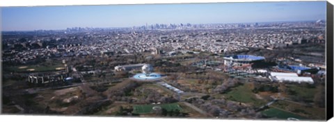 Framed Aerial View Of World&#39;s Fair Globe, From Queens Looking Towards Manhattan, NYC, New York City, New York State, USA Print