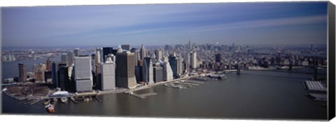 Framed High Angle View Of Skyscrapers In A City, Manhattan, NYC, New York City, New York State, USA Print