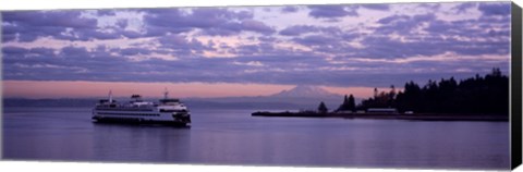 Framed Ferry in the sea, Bainbridge Island, Seattle, Washington State Print