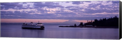 Framed Ferry in the sea, Bainbridge Island, Seattle, Washington State Print