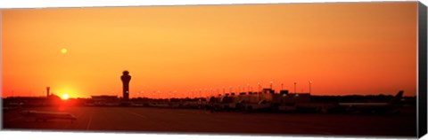 Framed Sunset Over An Airport, O&#39;Hare International Airport, Chicago, Illinois, USA Print