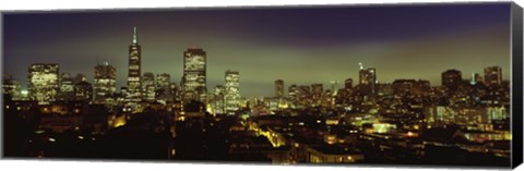 Framed Buildings Lit Up At Night, San Francisco, California, USA Print