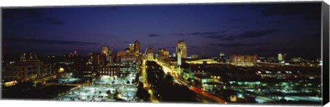 Framed High Angle View Of A City Lit Up At Dusk, St. Louis, Missouri, USA Print